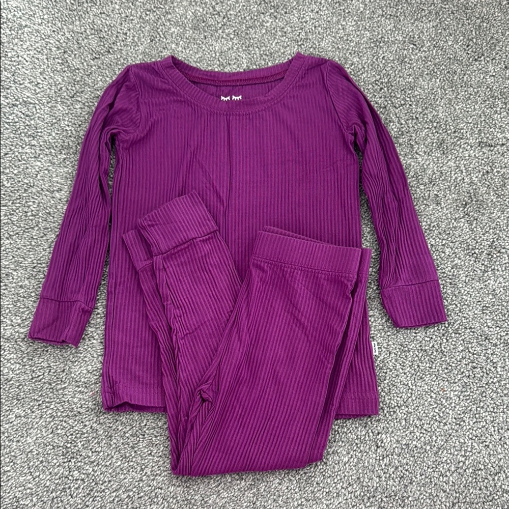 Little Sleepies Purple Ribbed Set